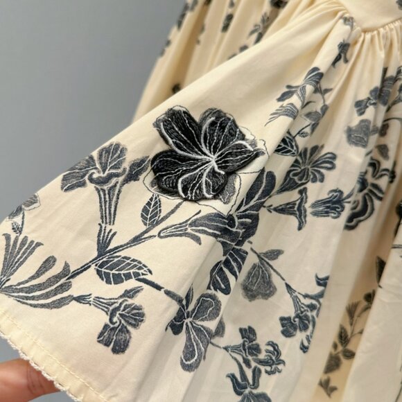 Agua By Agua Bendita Pluma Guayacan appliquéd gathered printed Cotton Mini Dress - Picture 11 of 12